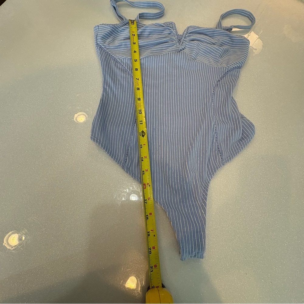 Lulu's Bodysuit Light Blue Striped Adjustable - Picture 13 of 13